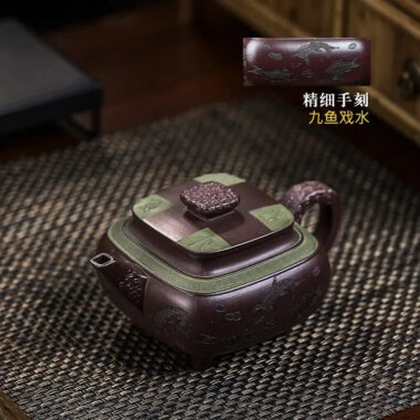 Full Handmade Yixing Zisha Teapot [Jiu Yu Xi Shui] (Zi Jia Ni – 400ml)