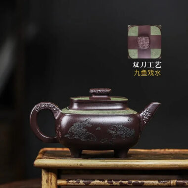 Full Handmade Yixing Zisha Teapot [Jiu Yu Xi Shui] (Zi Jia Ni – 400ml)