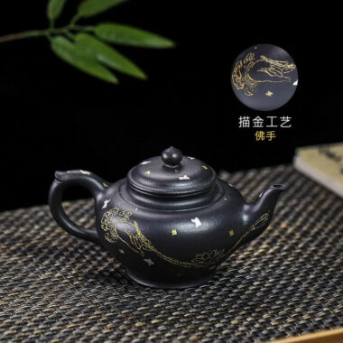 Full Handmade Yixing Zisha Teapot [Jixiang Xiao Ying] (Hei Luolan – 120ml)