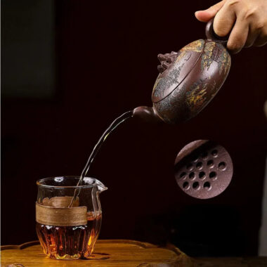 Full Handmade Yixing Zisha Teapot [Kaoshan Shi] (Ziyu Jin Sha – 270ml)