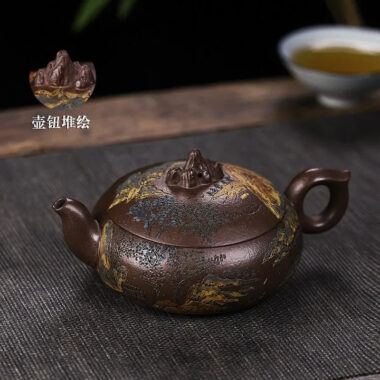 Full Handmade Yixing Zisha Teapot [Kaoshan Shi] (Ziyu Jin Sha – 270ml)