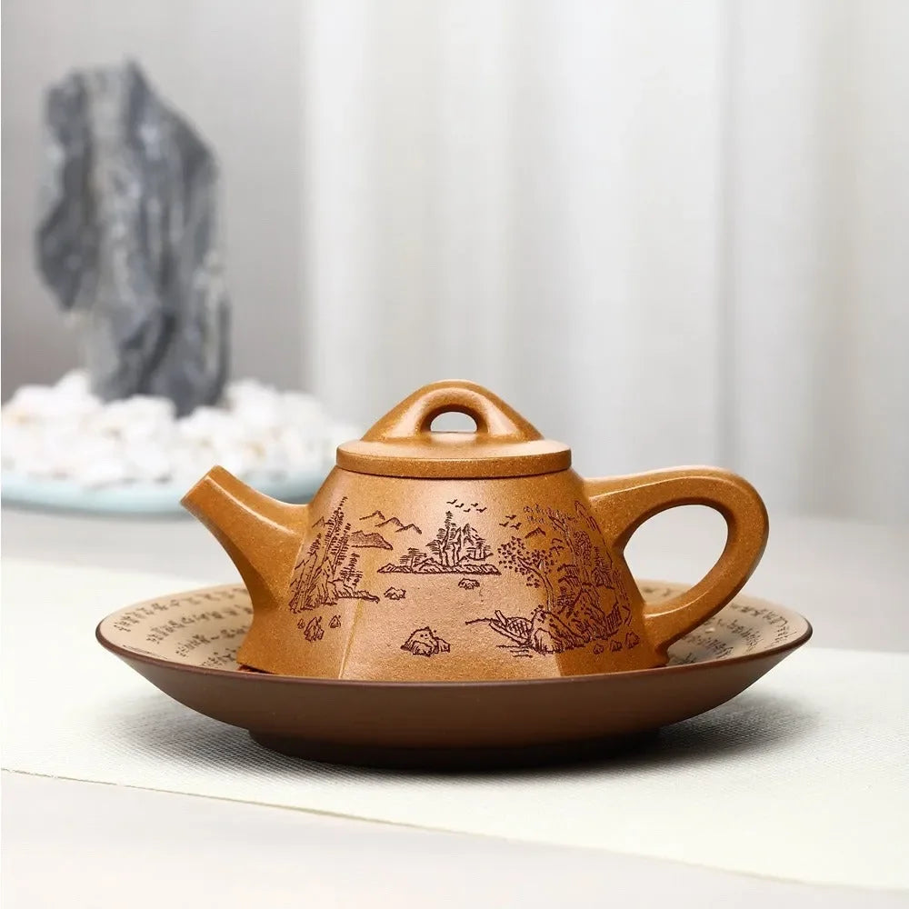Full Handmade Yixing Zisha Teapot [Liufang Bawang Shi Piao Pot] (Wucai Lao Duan Ni – 260ml)