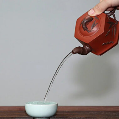 Full Handmade Yixing Zisha Teapot [Liufang Blessing Pot] (Hong Ni/Zi Ni – 160/240ml)