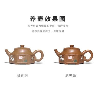 Full Handmade Yixing Zisha Teapot [Liufang Ling Hua] (Jin Jiang Po Ni – 320ml)