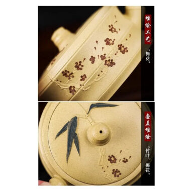 Full Handmade Yixing Zisha Teapot [Mei Zhu Shuang Qing] (Bensan Lu Ni – 230ml)