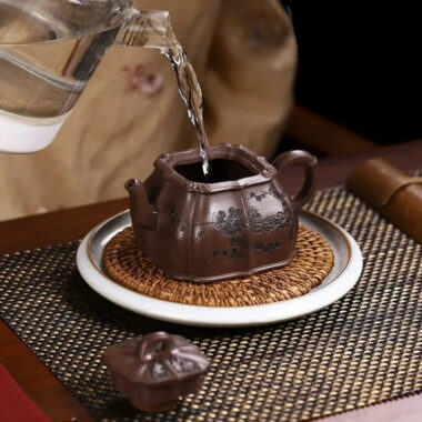 Full Handmade Yixing Zisha Teapot [Meixiang Rumeng] (Ziyu Jin Sha – 350ml)