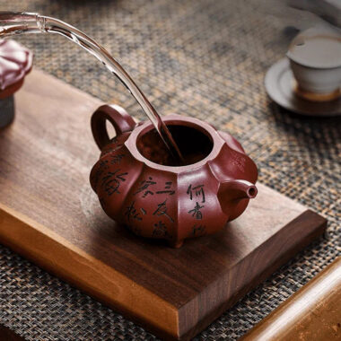 Full Handmade Yixing Zisha Teapot [Pine Bamboo Plum] (Long Xue Sha – 250ml)