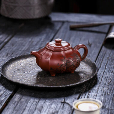 Full Handmade Yixing Zisha Teapot [Pine Bamboo Plum] (Long Xue Sha – 250ml)