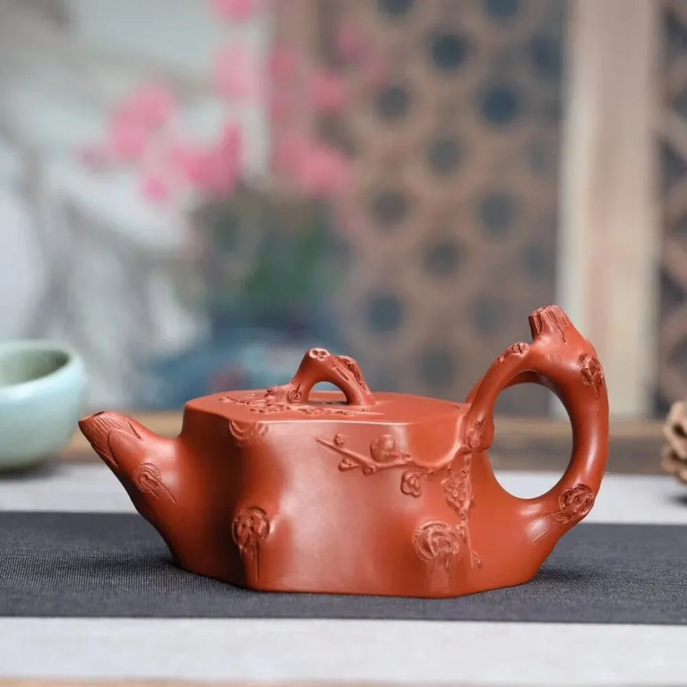 Full Handmade Yixing Zisha Teapot [Plum Tree Trunk Pot] (Zhu Ni – 250ml)