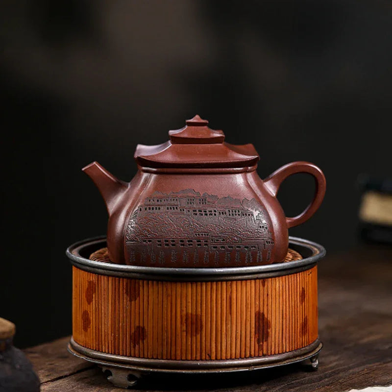 Full Handmade Yixing Zisha Teapot [Potala Palace] (Di Cao Qing – 380ml)