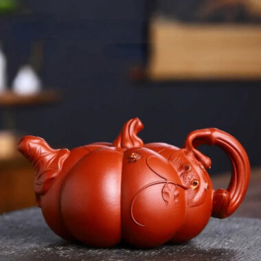 Full Handmade Yixing Zisha Teapot [Pumpkin Pot] (Qing Shui Ni – 280ml)