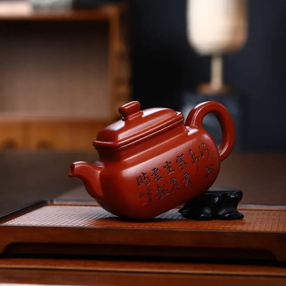 Full Handmade Yixing Zisha Teapot [Qingyu Sifang Pot] (Hong Pi Long – 360ml)