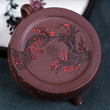 Full Handmade Yixing Zisha Teapot [Ruyi Jin Mei] (Ziyu Jin Sha – 200ml)