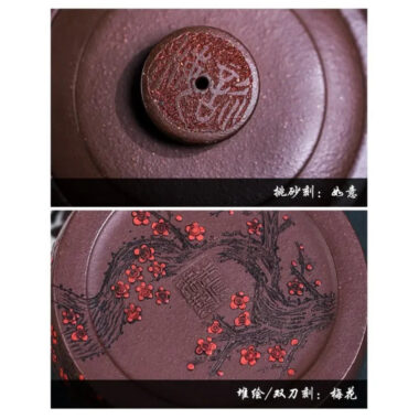 Full Handmade Yixing Zisha Teapot [Ruyi Jin Mei] (Ziyu Jin Sha – 200ml)