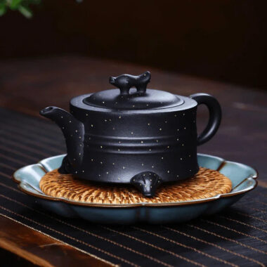 Full Handmade Yixing Zisha Teapot [San Zu Lu Ding] (Shi Huang – 220ml)