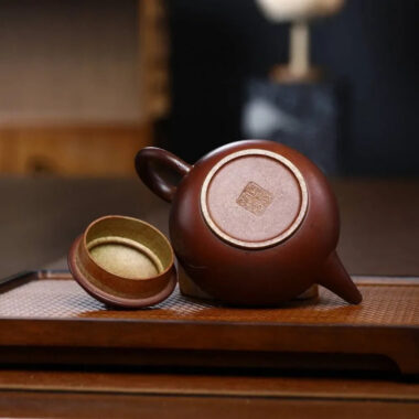 Full Handmade Yixing Zisha Teapot [Shui Ping Pot] (Qing Duan Ni Firewood Fired – 200ml)