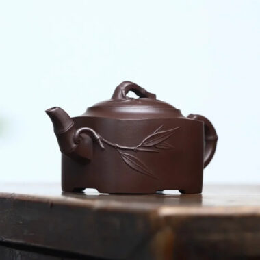 Full Handmade Yixing Zisha Teapot [Sifang Bamboo Pot] (Lao Zi Ni – 250ml)