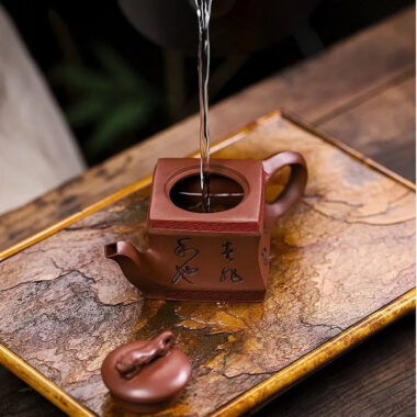 Full Handmade Yixing Zisha Teapot [Sifang Jiebao] (Di Cao Qing – 150ml)