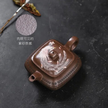 Full Handmade Yixing Zisha Teapot [Sifang Jin Feng] (Ziyu Jin Sha – 280ml)