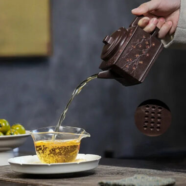 Full Handmade Yixing Zisha Teapot [Sifang Pin Xiang] (Di Cao Qing – 350ml)