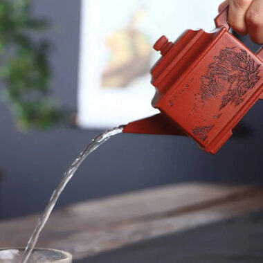 Full Handmade Yixing Zisha Teapot [Sifang Pot] (Zhu Ni – 240ml)
