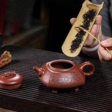 Full Handmade Yixing Zisha Teapot [Wealthy Bamboo] (Hong Pi Long – 290ml)