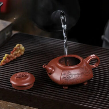 Full Handmade Yixing Zisha Teapot [Wealthy Bamboo] (Hong Pi Long – 290ml)