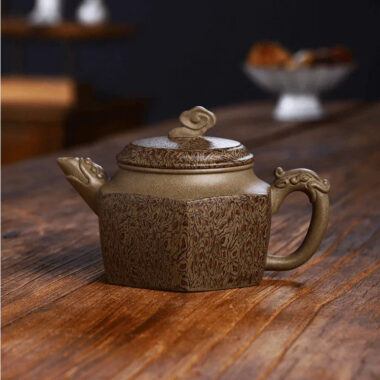 Full Handmade Yixing Zisha Teapot [Wucai Xiangyun] (Qing Duan/Jiao Ni – 330ml)