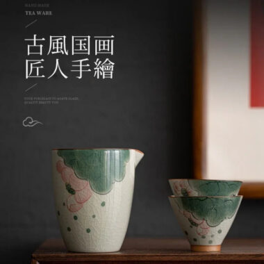 Ge Kiln Hand-painted Ice Crackle Ceramic [Lotus] Fair Cup / Strainer
