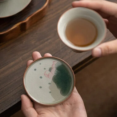 Ge Kiln Hand-painted Ice Crackle Ceramic Tea Set [Lotus]