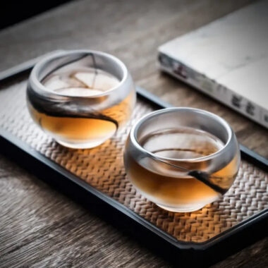 Ink Paint Glass Zen Tea Cup/Fair Cup/Gaiwan/Tea Strainer/Full Set