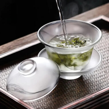 Ink Paint Glass Zen Tea Cup/Fair Cup/Gaiwan/Tea Strainer/Full Set