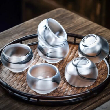 Ink Paint Glass Zen Tea Cup/Fair Cup/Gaiwan/Tea Strainer/Full Set