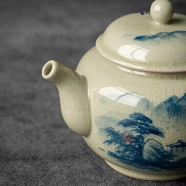 Jindezhen Gu Ru Ice Crackle Ceramic Hand-painted [Dezhong] Teapot 250ml