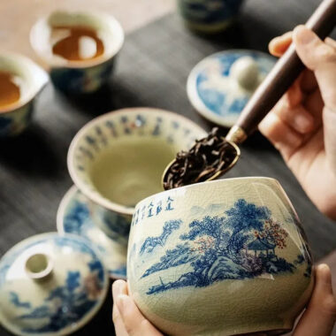 Jindezhen Gu Ru Ice Crackle Ceramic Tea Set [Jiangshan Keran]