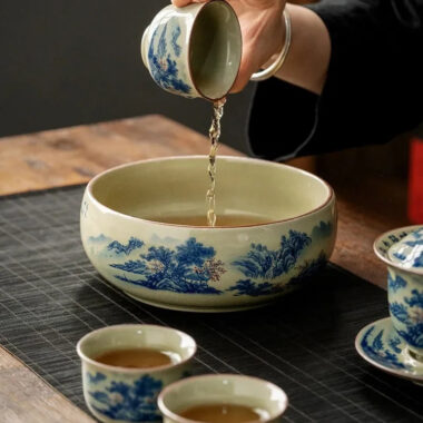 Jindezhen Gu Ru Ice Crackle Ceramic Tea Set [Jiangshan Keran]