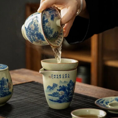 Jindezhen Gu Ru Ice Crackle Ceramic Tea Set [Jiangshan Keran]