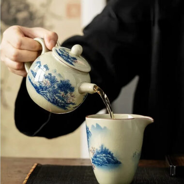 Jindezhen Gu Ru Ice Crackle Ceramic Tea Set [Jiangshan Keran]