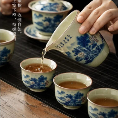 Jindezhen Gu Ru Ice Crackle Ceramic Tea Set [Jiangshan Keran]