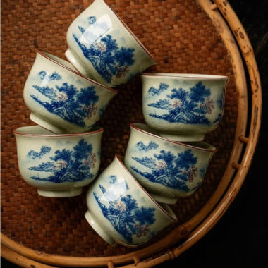 Jindezhen Gu Ru Ice Crackle Ceramic Tea Set [Jiangshan Keran]