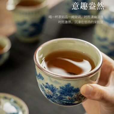 Jindezhen Gu Ru Ice Crackle Ceramic Tea Set [Jiangshan Keran]