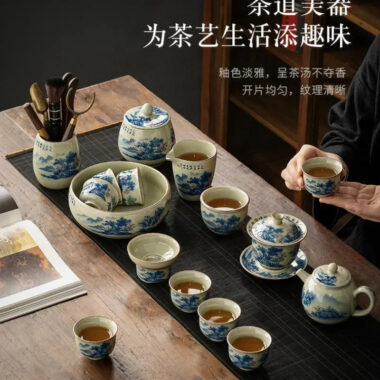 Jindezhen Gu Ru Ice Crackle Ceramic Tea Set [Jiangshan Keran]