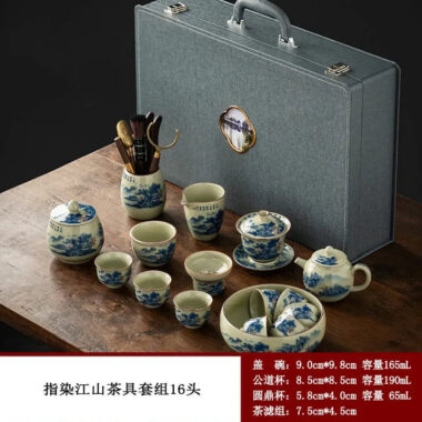 Jindezhen Gu Ru Ice Crackle Ceramic Tea Set [Jiangshan Keran]