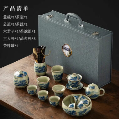 Jindezhen Gu Ru Ice Crackle Ceramic Tea Set [Jiangshan Keran]