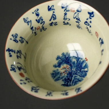 Jindezhen Ice Crackle Ceramic Sancai Gaiwan [Jiangshan Ke Ran Series – Jiangjun] 165ml