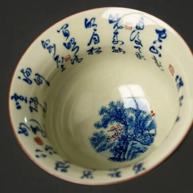 Jindezhen Ice Crackle Ceramic Sancai Gaiwan [Jiangshan Ke Ran Series – Jiangjun] 165ml