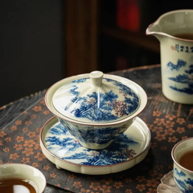 Jindezhen Ice Crackle Sancai Gaiwan [Jiangshan Ke Ran Series – Straw Hat] 130ml