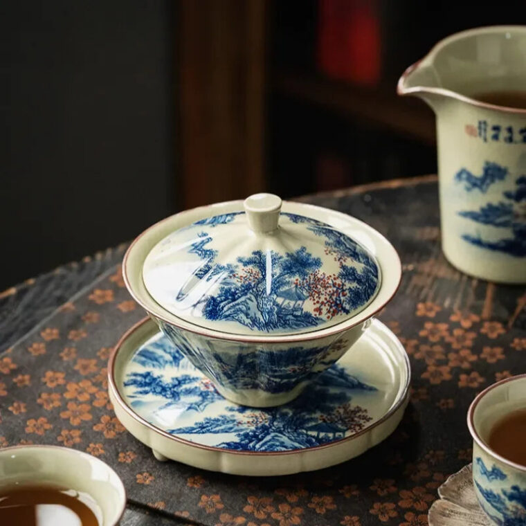 Jindezhen Ice Crackle Sancai Gaiwan [Jiangshan Ke Ran Series – Straw Hat] 130ml
