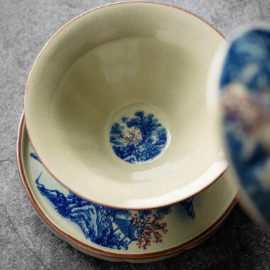 Jindezhen Ice Crackle Sancai Gaiwan [Jiangshan Ke Ran Series – Straw Hat] 130ml
