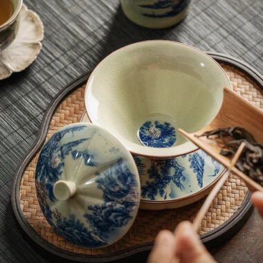 Jindezhen Ice Crackle Sancai Gaiwan [Jiangshan Ke Ran Series – Straw Hat] 130ml